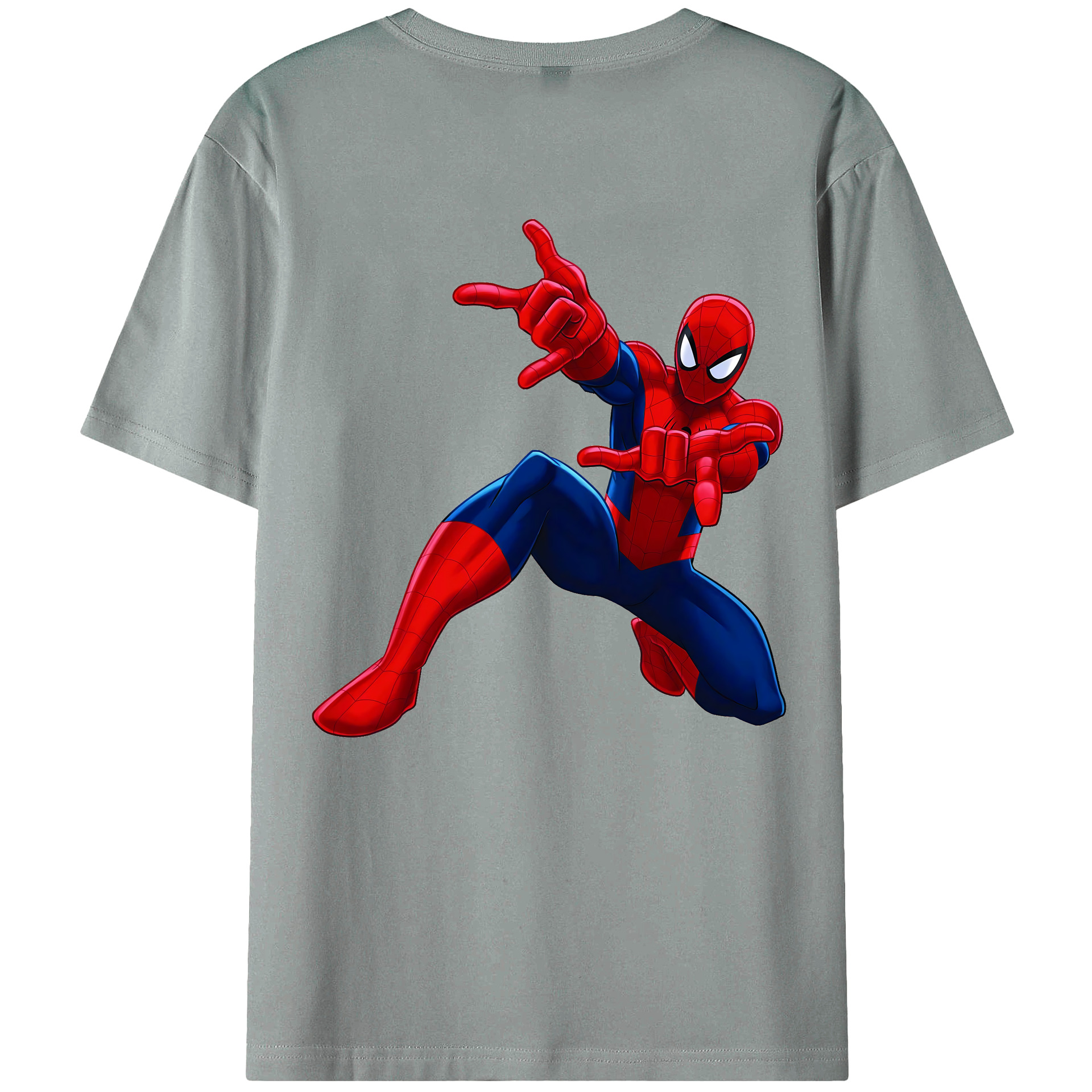 （画像用） Spider Man スパイダーマン 綿100％ メンズ半袖Tシャツ（バックプリント） 通気性